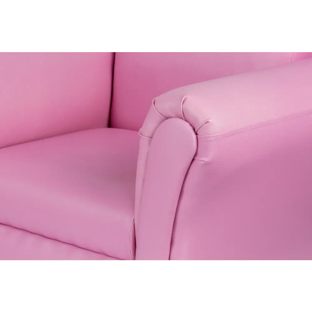 Kids Pink Couch Sofa Chair w/ Footstool in PU Leather - Baby & Kids > Kid’s Furniture > Kid’s Tables Chairs & Seats