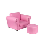 Kids Pink Couch Sofa Chair w/ Footstool in PU Leather - Baby & Kids > Kid’s Furniture