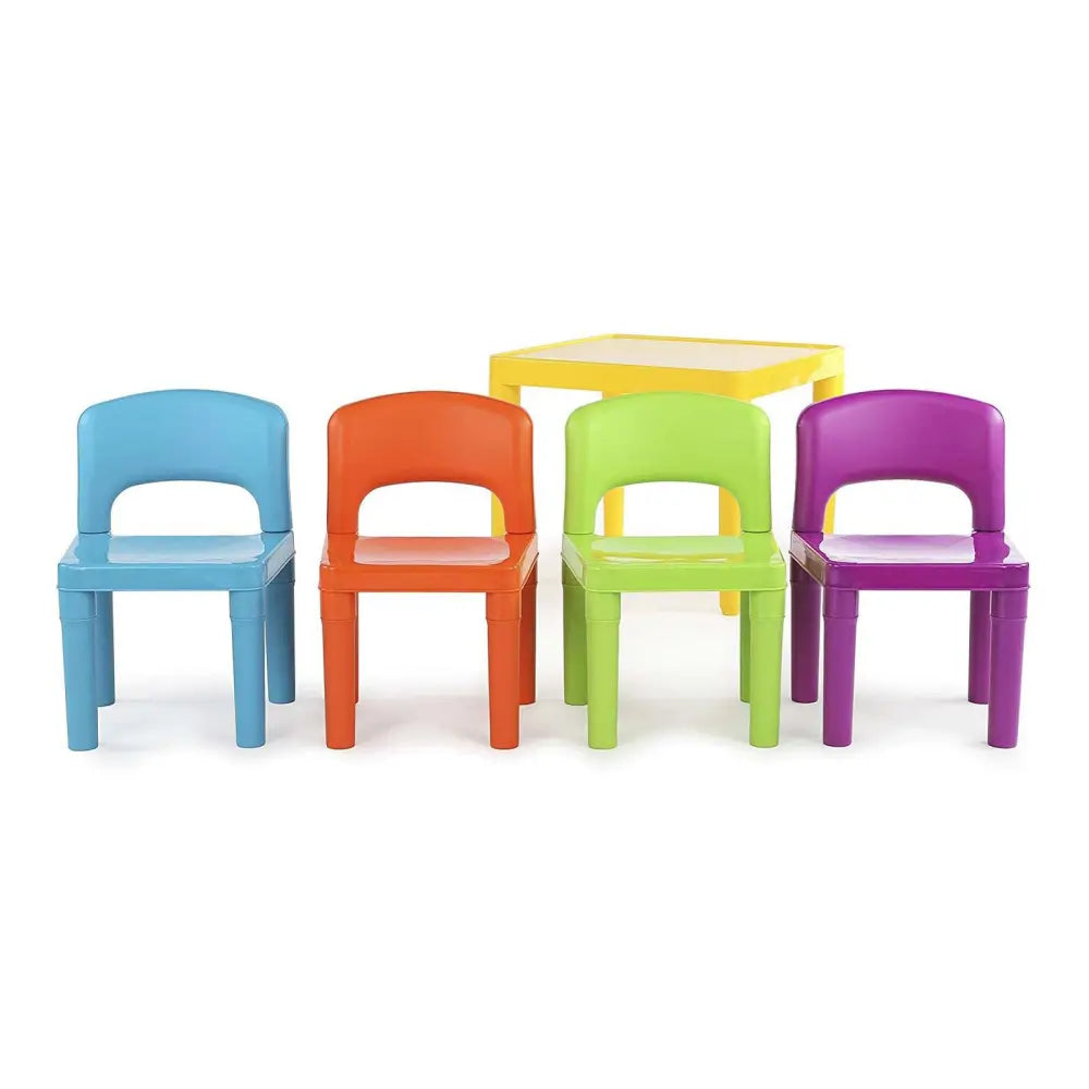 Kids Plastic 5-Piece Table & 4 Chairs Set (Multicoloured) - Baby & Kids > Kid’s Furniture