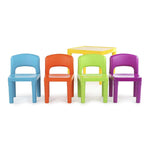 Kids Plastic 5-Piece Table & 4 Chairs Set (Multicoloured) - Baby & Kids > Kid’s Furniture