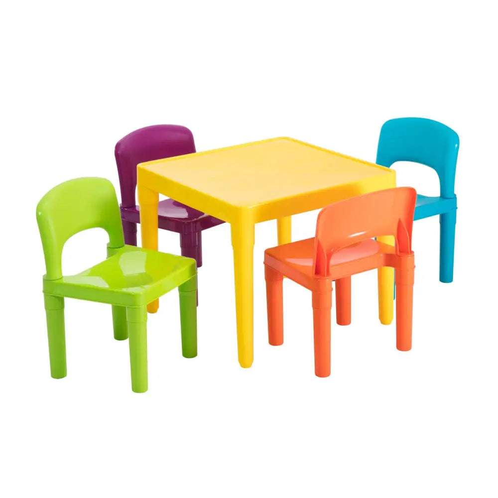 Kids Plastic 5-Piece Table & 4 Chairs Set (Multicoloured) - Baby & Kids > Kid’s Furniture