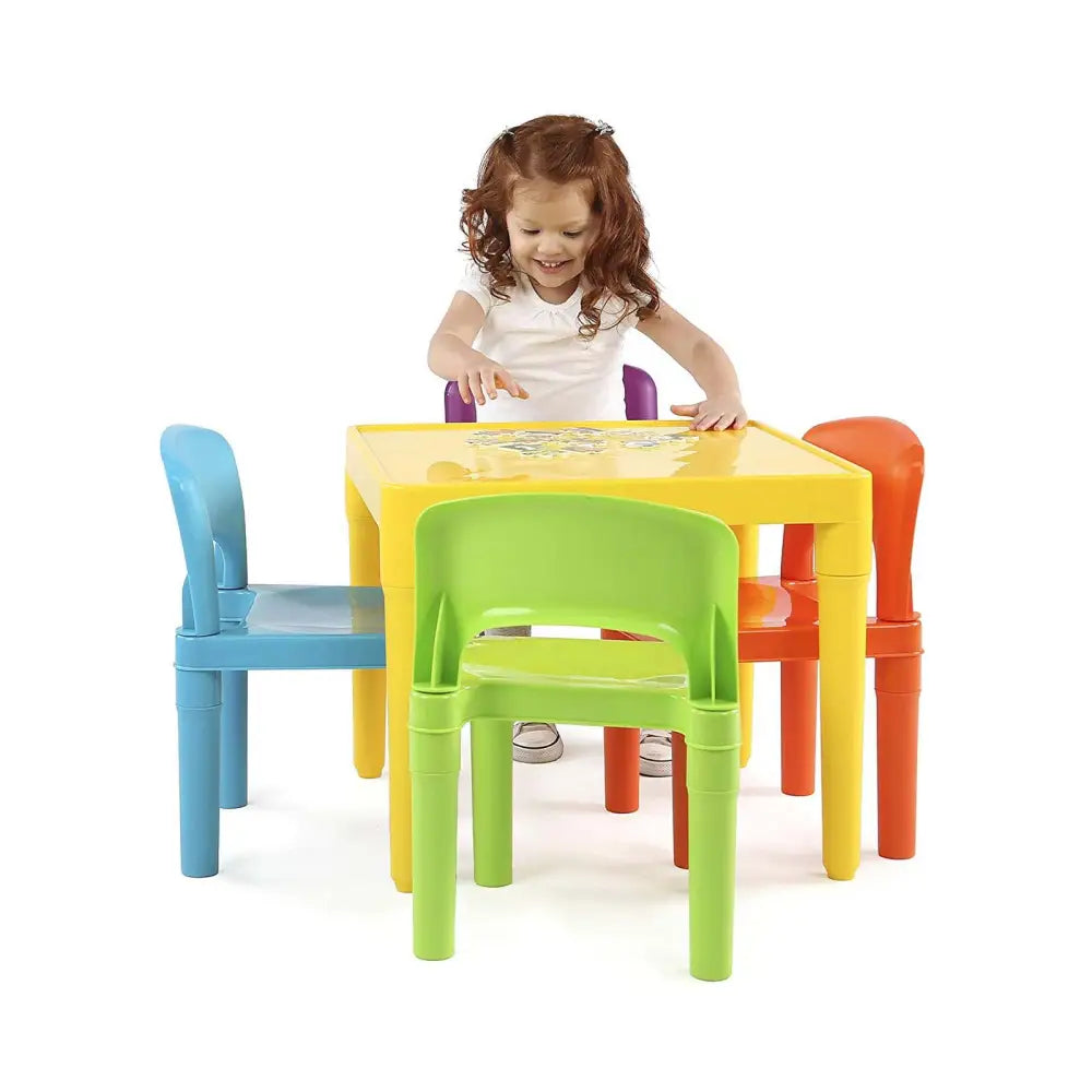Kids Plastic 5-Piece Table & 4 Chairs Set (Multicoloured) - Baby & Kids > Kid’s Furniture