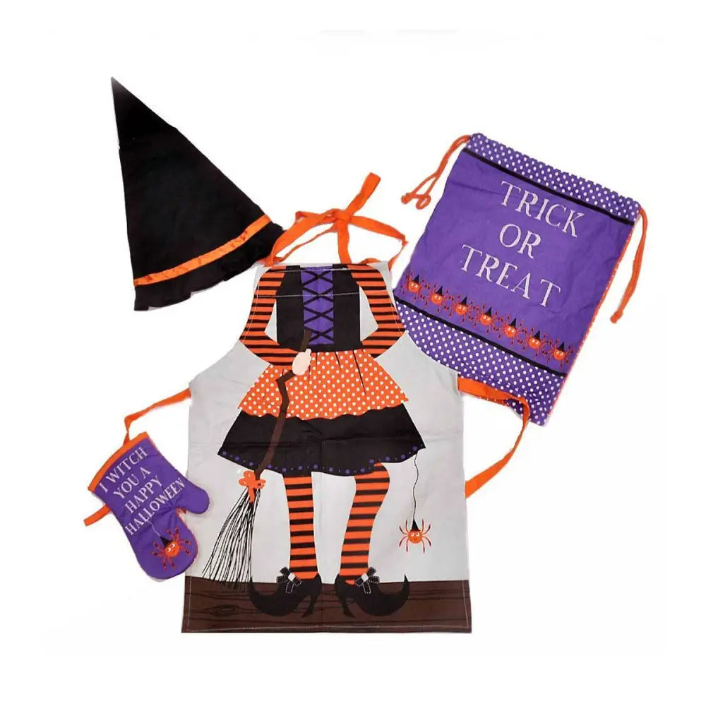 Kids Set of 4 Witchy Children Kids Halloween Kitchen Chef Set - Home & Garden > Kitchenware