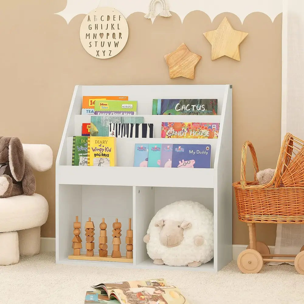 Kids Shelving Unit 3 Shelves 2 Compartments - Furniture > Living Room