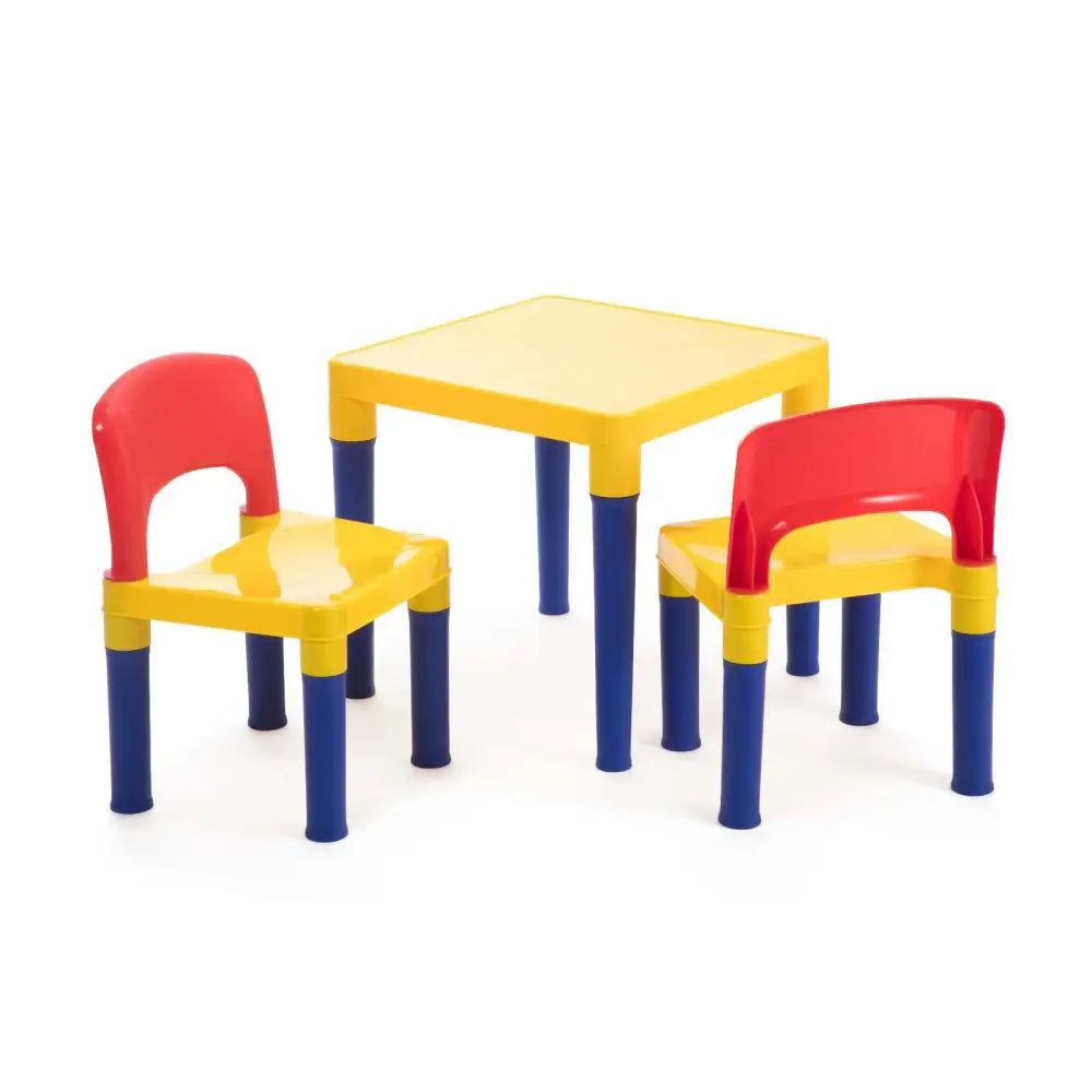 Kids Table & 2 Chairs Plastic Set (Blue Red & Yellow) - Baby & Kids > Kid’s Furniture