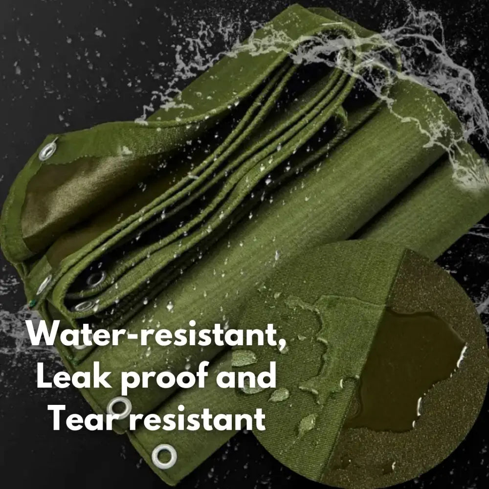KILIROO 3X3m Heavy Duty Waterproof Sun Blocked Dustproof Canvas Tarp Army Green - Furniture > Outdoor