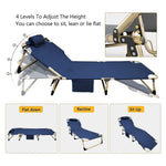 KILIROO Adjustable Portable Folding Bed with Mattress and Headrest (Blue) KR-FBM-101-KX - Furniture > Outdoor