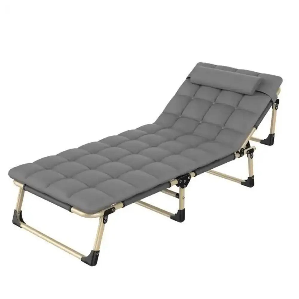 KILIROO Adjustable Portable Folding Bed with Mattress and Headrest (Grey) KR-FBM-100-KX - Furniture > Outdoor