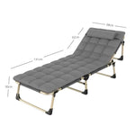 KILIROO Adjustable Portable Folding Bed with Mattress and Headrest (Grey) KR-FBM-100-KX - Furniture > Outdoor