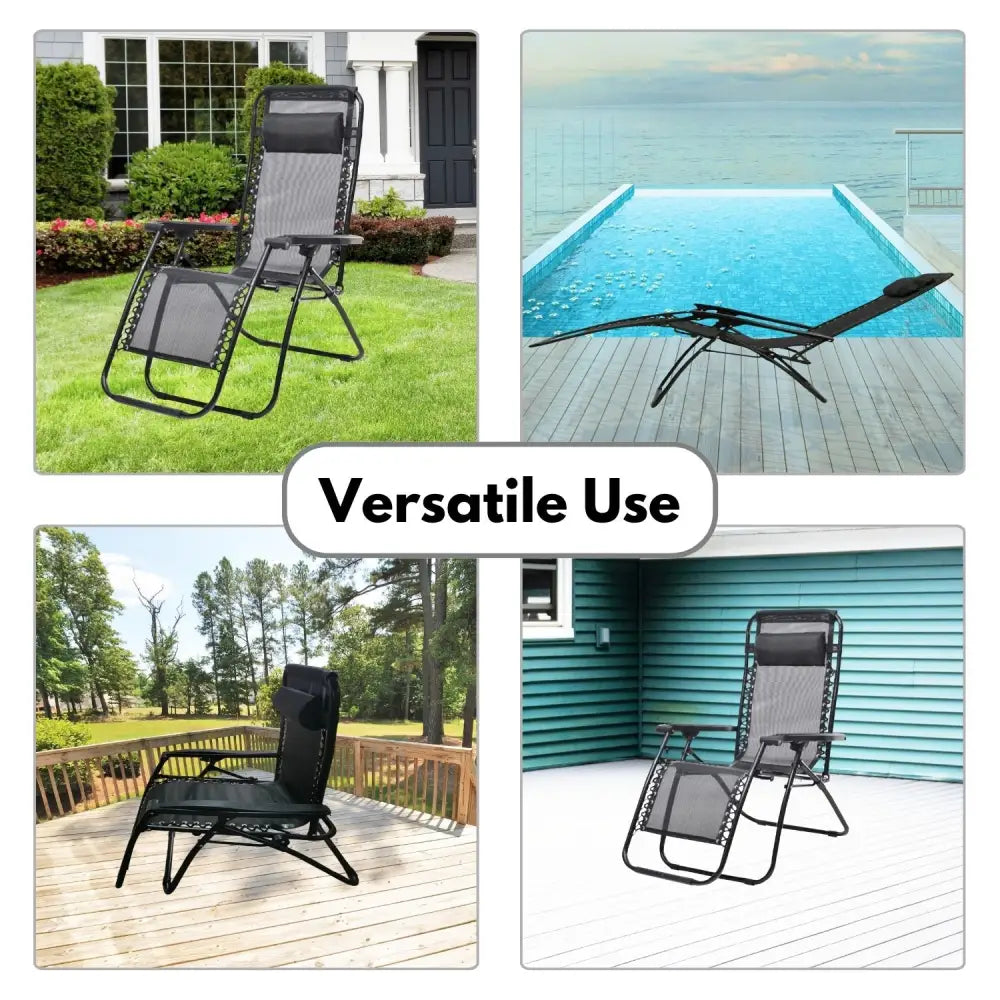 KILIROO Folding Reclining Camping Chair With Breathable Mesh (Black) KR-FC-105-QL - Home & Garden > Garden Furniture