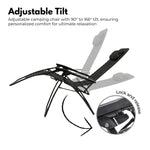 KILIROO Folding Reclining Camping Chair With Breathable Mesh (Black) KR-FC-105-QL - Home & Garden > Garden Furniture