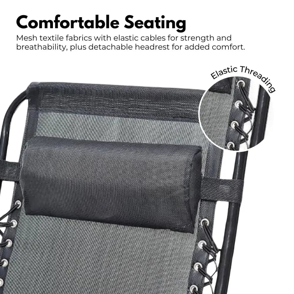 KILIROO Folding Reclining Camping Chair With Breathable Mesh (Black) KR-FC-105-QL - Home & Garden > Garden Furniture