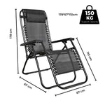 KILIROO Folding Reclining Camping Chair With Breathable Mesh (Black) KR-FC-105-QL - Home & Garden > Garden Furniture