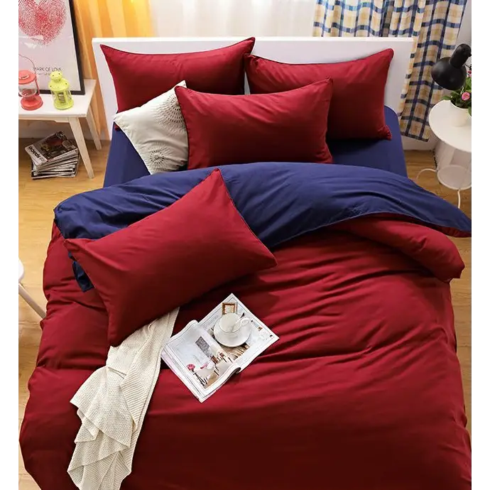 King 1000TC Reversible Duvet Quilt Cover Set - Blue and Red - Home & Garden > Bedding > Duvet Covers