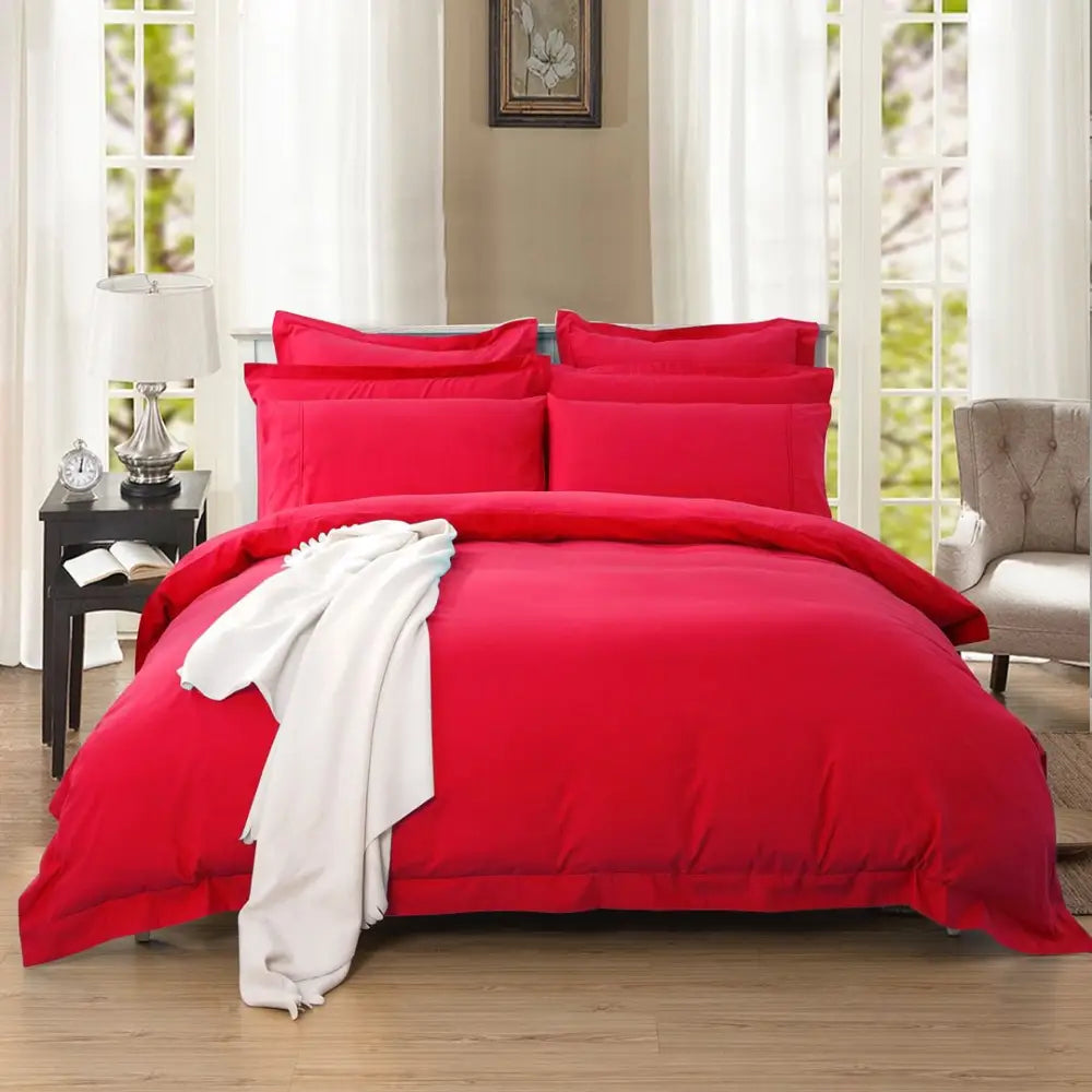 1000TC Tailored King Size Red Duvet Quilt Cover Set - Home & Garden > Bedding > Duvet Covers