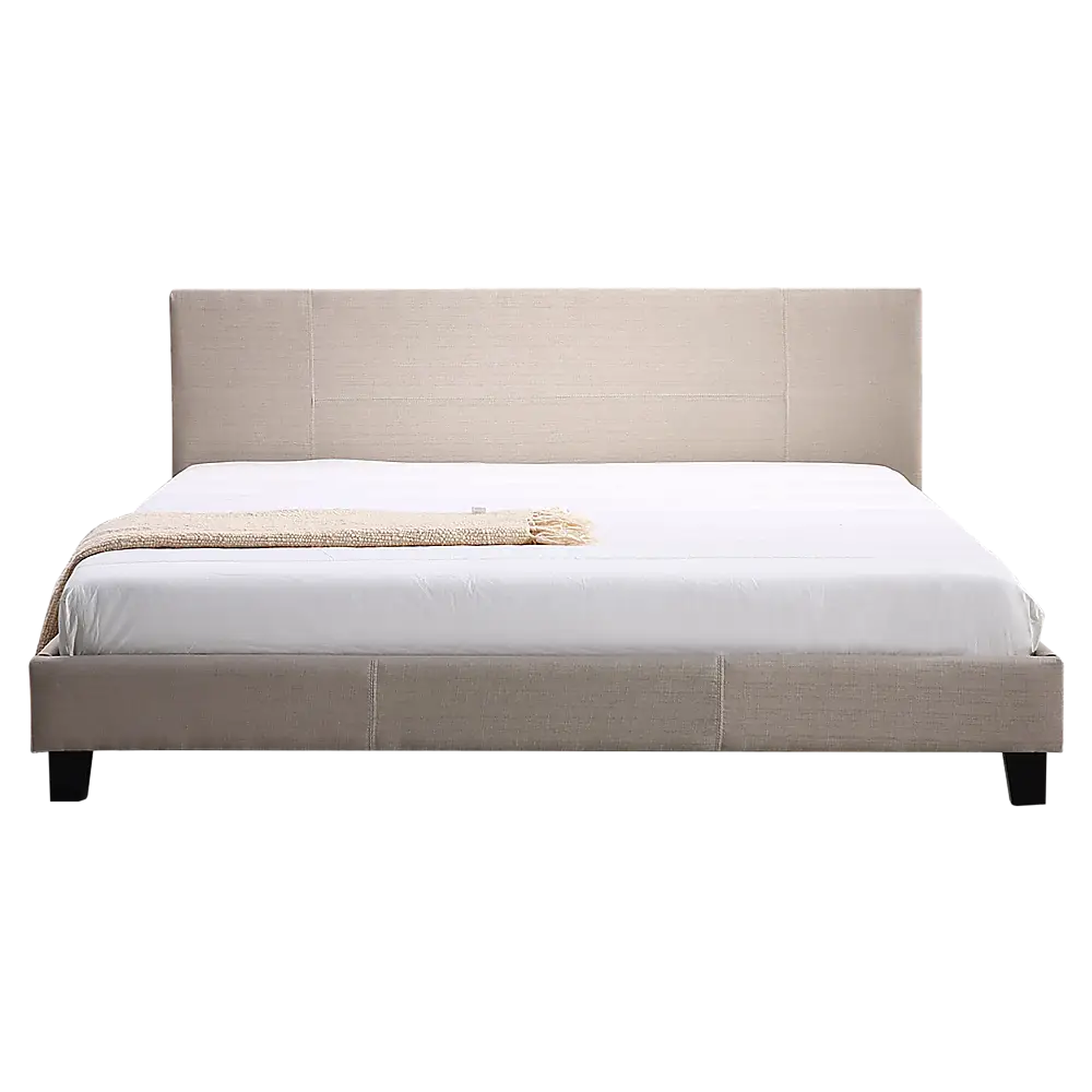 King Linen Fabric Bed Frame Beige - Furniture > Bedroom > Beds & Bed Frames