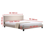 King Linen Fabric Bed Frame Beige - Furniture > Bedroom > Beds & Bed Frames