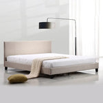 King Linen Fabric Bed Frame Beige - Furniture > Bedroom > Beds & Bed Frames