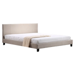 King Linen Fabric Bed Frame Beige - Furniture > Bedroom > Beds & Bed Frames