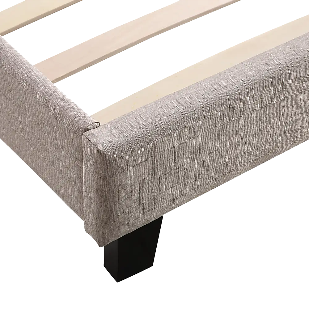 King Linen Fabric Bed Frame Beige - Furniture > Bedroom > Beds & Bed Frames