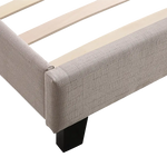 King Linen Fabric Bed Frame Beige - Furniture > Bedroom > Beds & Bed Frames