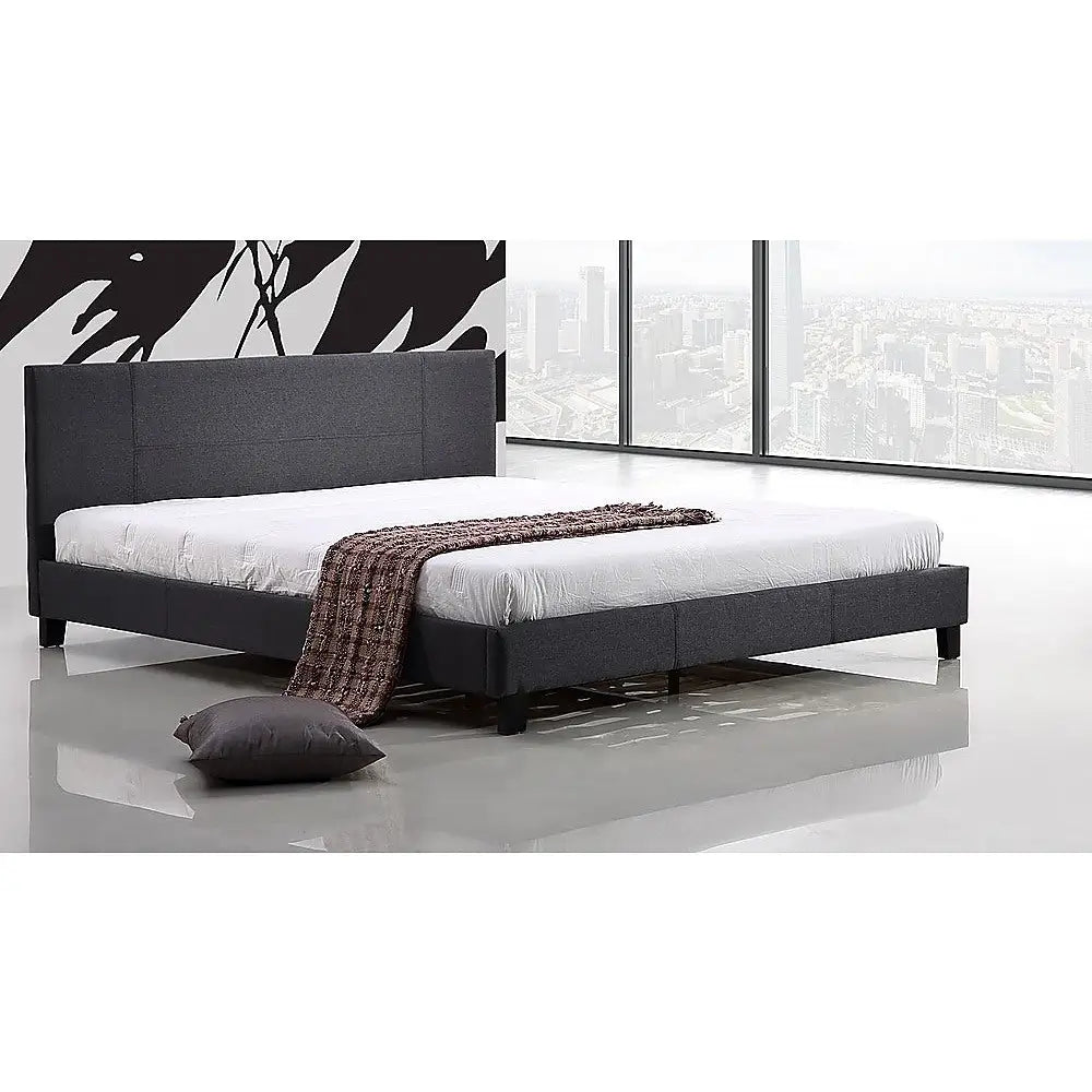 King Linen Fabric Bed Frame Grey - Furniture > Bedroom > Beds & Bed Frames