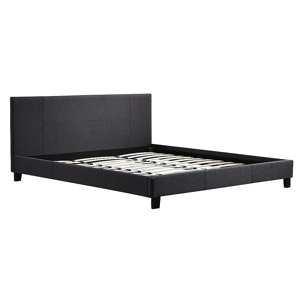 King Linen Fabric Bed Frame Grey - Furniture > Bedroom > Beds & Bed Frames