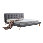 King Linen Fabric Deluxe Bed Frame Grey - Furniture > Bedroom > Beds & Bed Frames