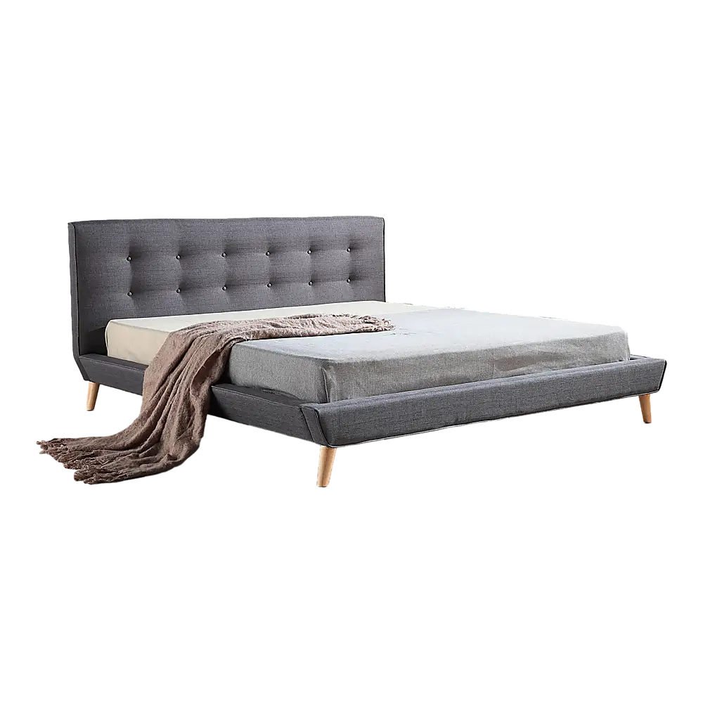 King Linen Fabric Deluxe Bed Frame Grey - Furniture > Bedroom > Beds & Bed Frames