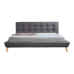 King Linen Fabric Deluxe Bed Frame Grey - Furniture > Bedroom > Beds & Bed Frames