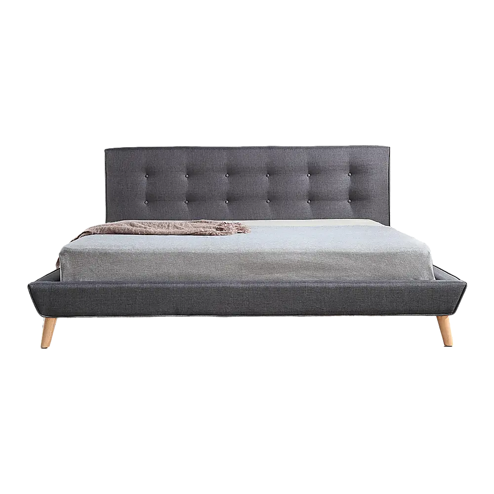 King Linen Fabric Deluxe Bed Frame Grey - Furniture > Bedroom > Beds & Bed Frames