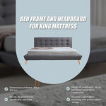 King Linen Fabric Deluxe Bed Frame Grey - Furniture > Bedroom > Beds & Bed Frames