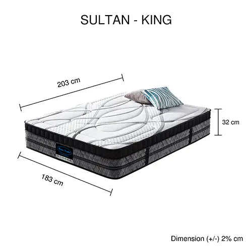 King Mattress Pocket Coil Spring Foam Firm Bed 32cm thick - Furniture > Mattresses