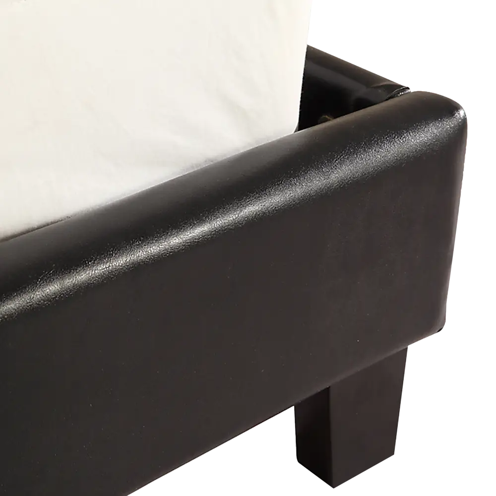 King PU Leather Bed Frame Brown - Furniture > Bedroom