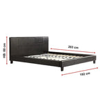 King PU Leather Bed Frame Brown - Furniture > Bedroom