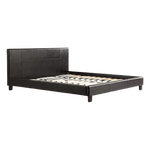 King PU Leather Bed Frame Brown - Furniture > Bedroom