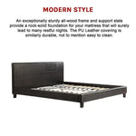 King PU Leather Bed Frame Brown - Furniture > Bedroom