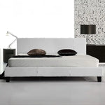 King PU Leather Bed Frame White - Furniture > Bedroom > Beds & Bed Frames