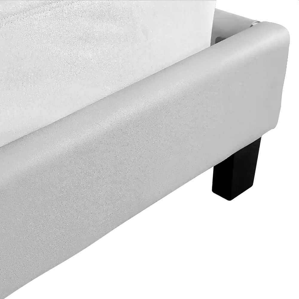 King PU Leather Bed Frame White - Furniture > Bedroom > Beds & Bed Frames