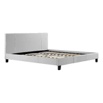 King PU Leather Bed Frame White - Furniture > Bedroom > Beds & Bed Frames