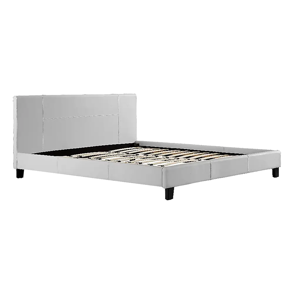 King PU Leather Bed Frame White - Furniture > Bedroom > Beds & Bed Frames