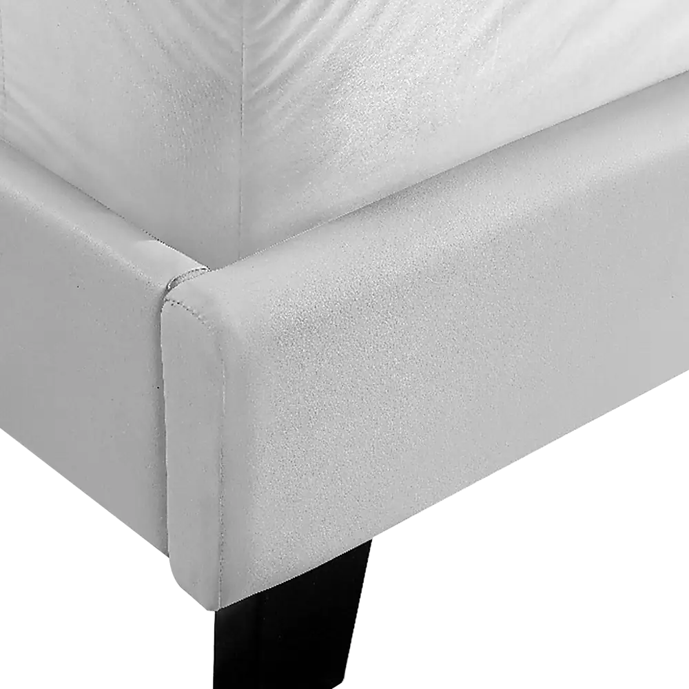 King PU Leather Bed Frame White - Furniture > Bedroom > Beds & Bed Frames
