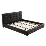 King PU Leather Deluxe Bed Frame Black - Furniture > Bedroom > Beds & Bed Frames