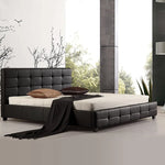 King PU Leather Deluxe Bed Frame Black - Furniture > Bedroom > Beds & Bed Frames