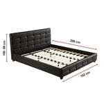 King PU Leather Deluxe Bed Frame Black - Furniture > Bedroom > Beds & Bed Frames