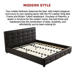 King PU Leather Deluxe Bed Frame Black - Furniture > Bedroom > Beds & Bed Frames