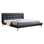King PU Leather Deluxe Bed Frame Black - Furniture > Bedroom > Beds & Bed Frames