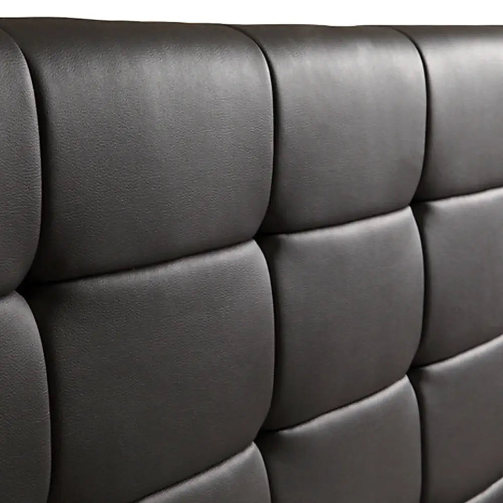 King PU Leather Deluxe Bed Frame Black - Furniture > Bedroom > Beds & Bed Frames