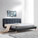 King PU Leather Deluxe Bed Frame Black - Furniture > Bedroom > Beds & Bed Frames