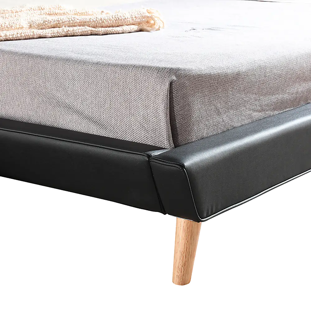 King PU Leather Deluxe Bed Frame Black - Furniture > Bedroom > Beds & Bed Frames
